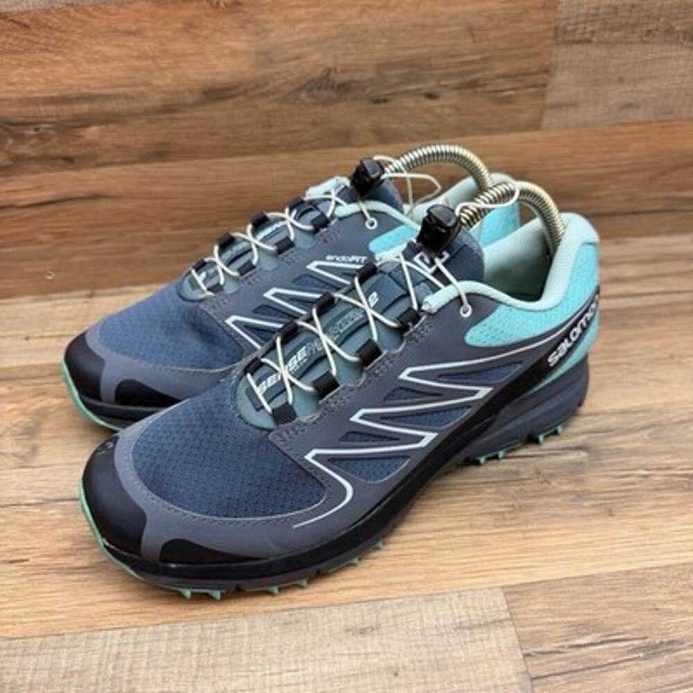 Salomon Sense Mantra 2 Womens Size 8 Trail Running Shoes Gray Teal 362115 Hiking